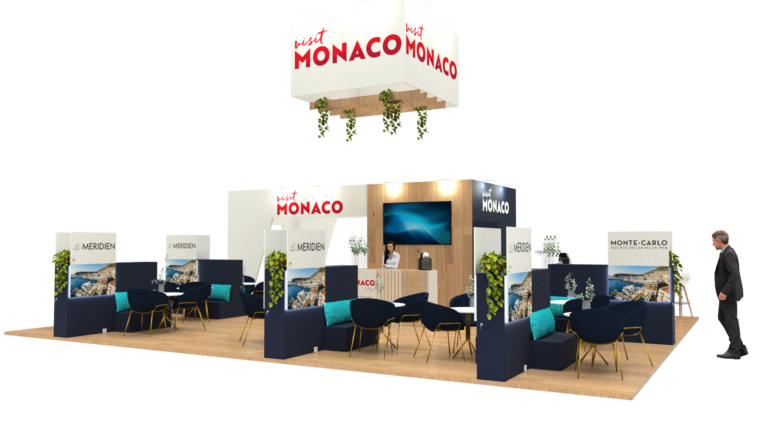 SUR MESURE-C Design Exhibition-Salon IBTM WORLD 2023 BARCELONE- Stand DIRECTION TOURISME MONACO - 99m²