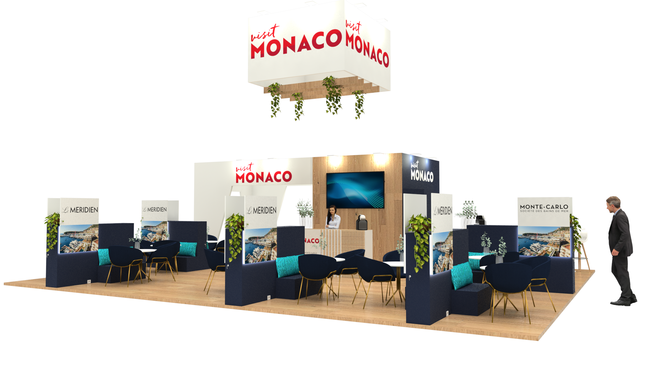 SUR MESURE-C Design Exhibition-Salon IBTM WORLD 2023 BARCELONE- Stand DIRECTION TOURISME MONACO - 99m²