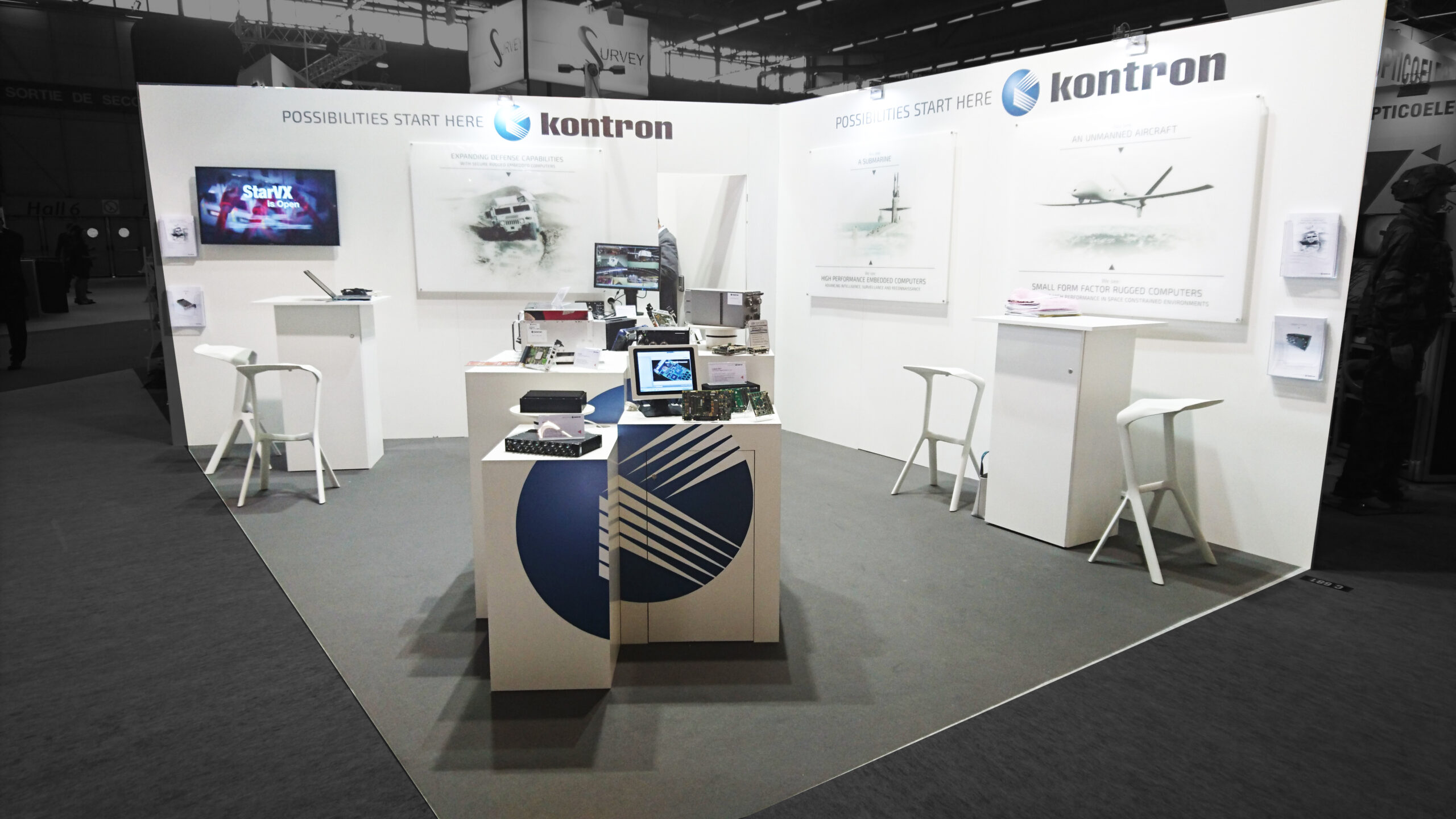 SUR MESURE-Salon Eurosatory 2016 PARIS -Stand Kontron - 24 m²