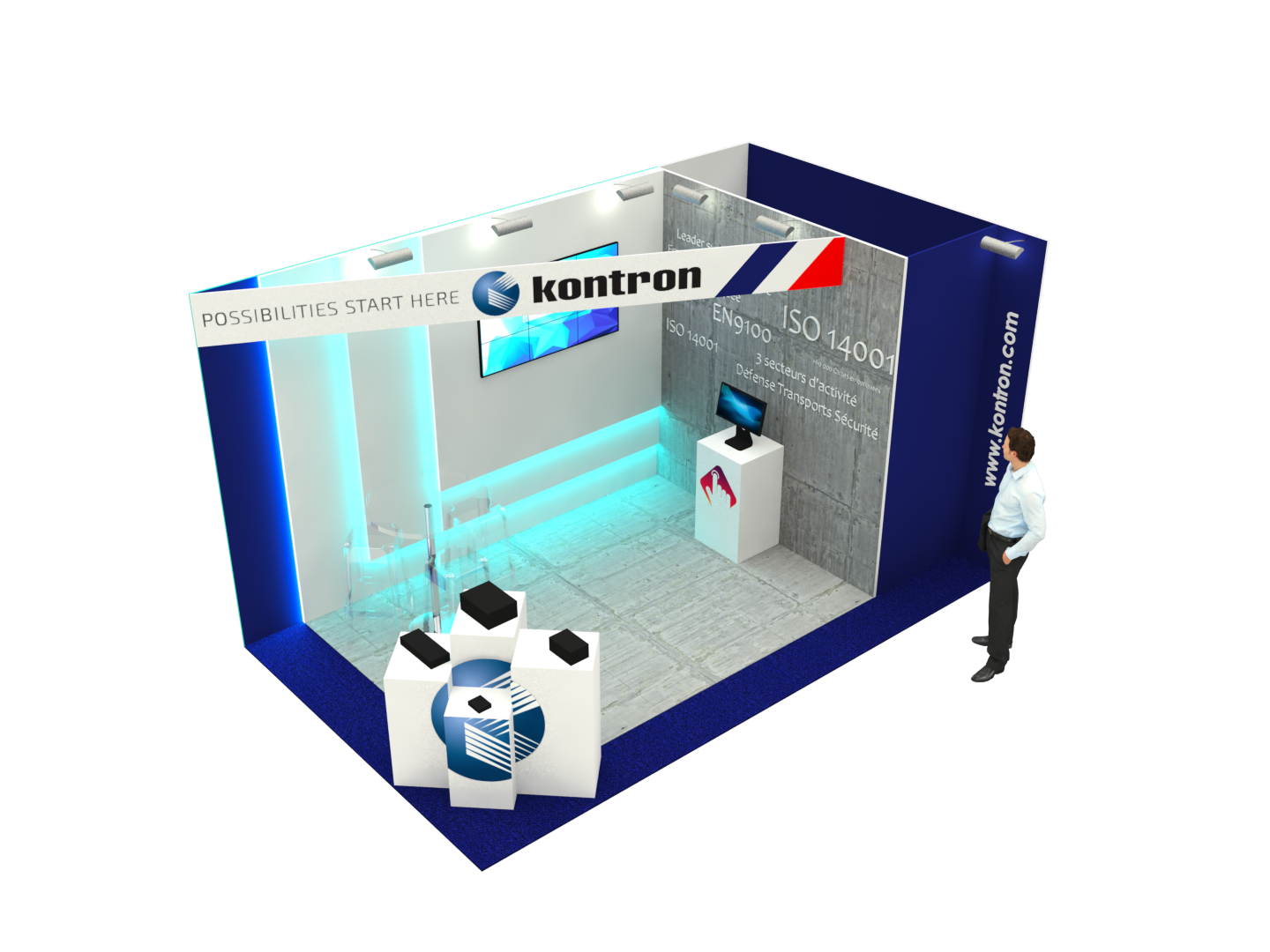 SUR MESURE-Salon Eurosatory 2022 PARIS -Stand Kontron - 15 m²