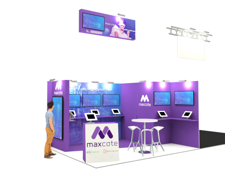 SUR MESURE-Salon PARIS HEALTHCARE WEEK 2019 PARIS -Stand Maxcote-20 m²-Projet AB PRESTIGE COMMUNICATION